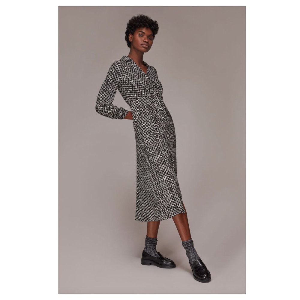 WHISTLES Landmark Print Midi Dress